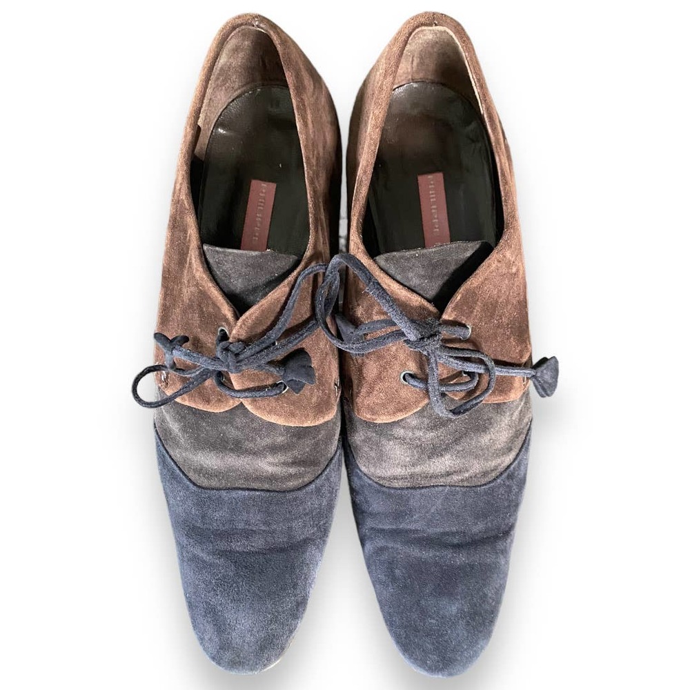 Vintage Multicolor suede Philippe Model Triangle Heeled Oxfords Size 37.5